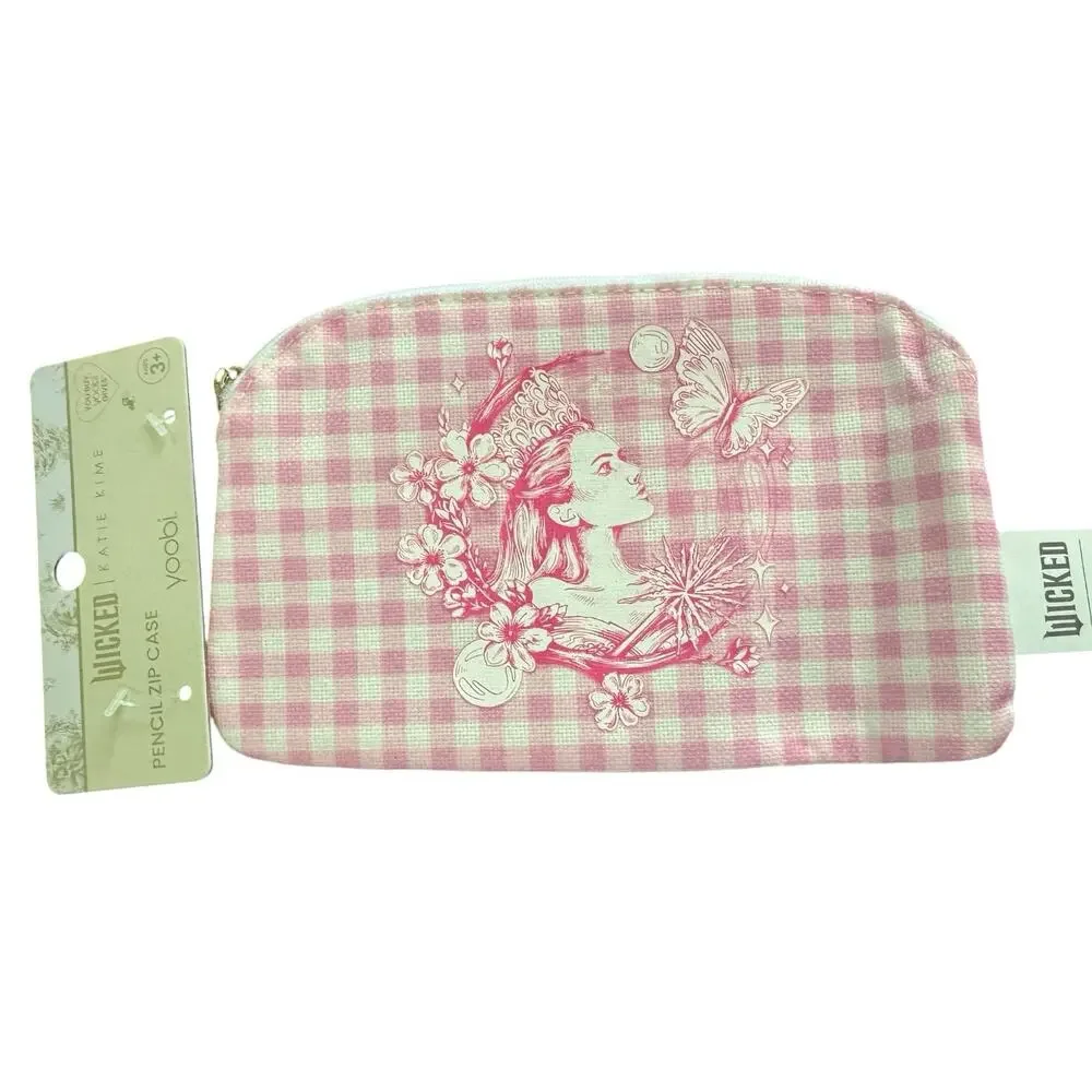 NWT Wicked X Katie Kime Gingham Plaid Yoobi Zip Around Soft Pencil Case